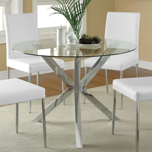 41-inch Glass Top Round Dining Table Chrome
