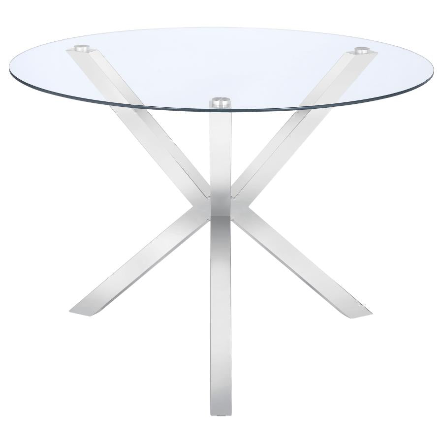 41-inch Glass Top Round Dining Table Chrome