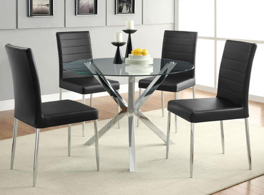 5-piece 41" Round Glass Top Asterisk Dining Set