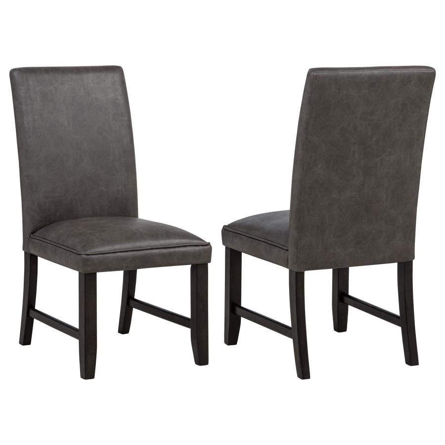Dark Gray Faux Leatherette Upholstered Dining Side Chair (Set of 2)