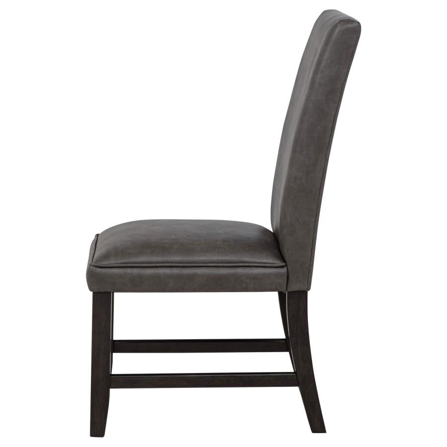 Dark Gray Faux Leatherette Upholstered Dining Side Chair (Set of 2)
