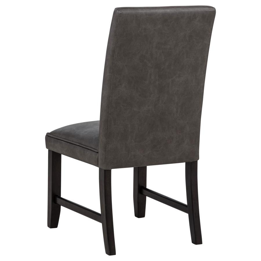 Dark Gray Faux Leatherette Upholstered Dining Side Chair (Set of 2)
