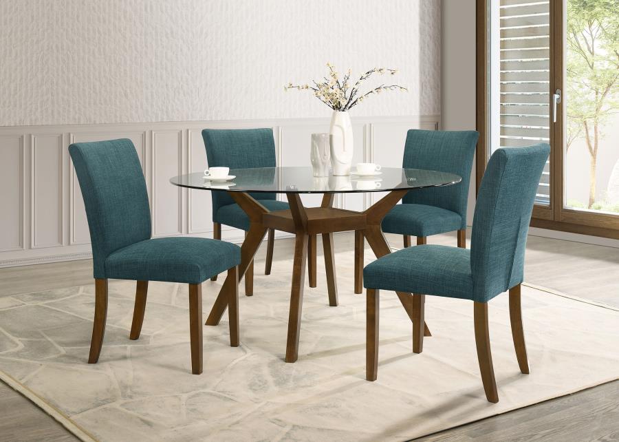 5-Piece Round Glass Top Dining Set