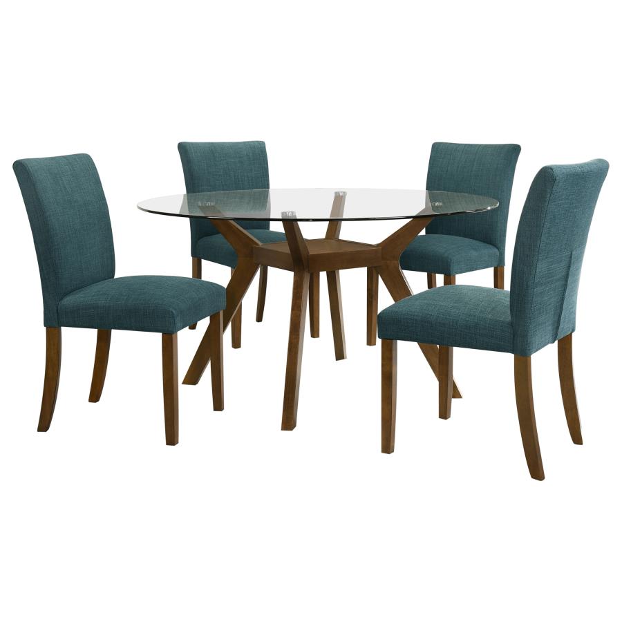 5-Piece Round Glass Top Dining Set