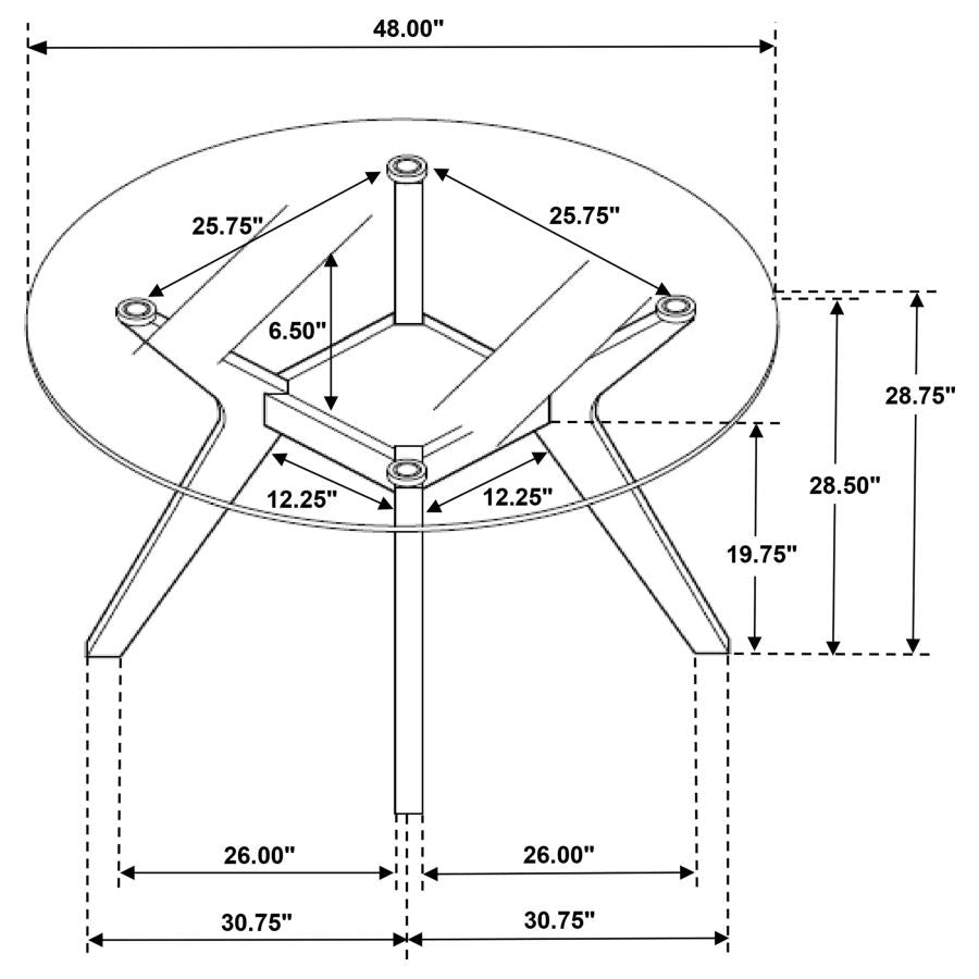 5-piece Round Glass Top Dining Table Set