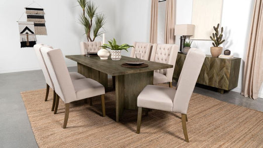 7-piece Rectangular 80" Solid Wood Dining Table Set