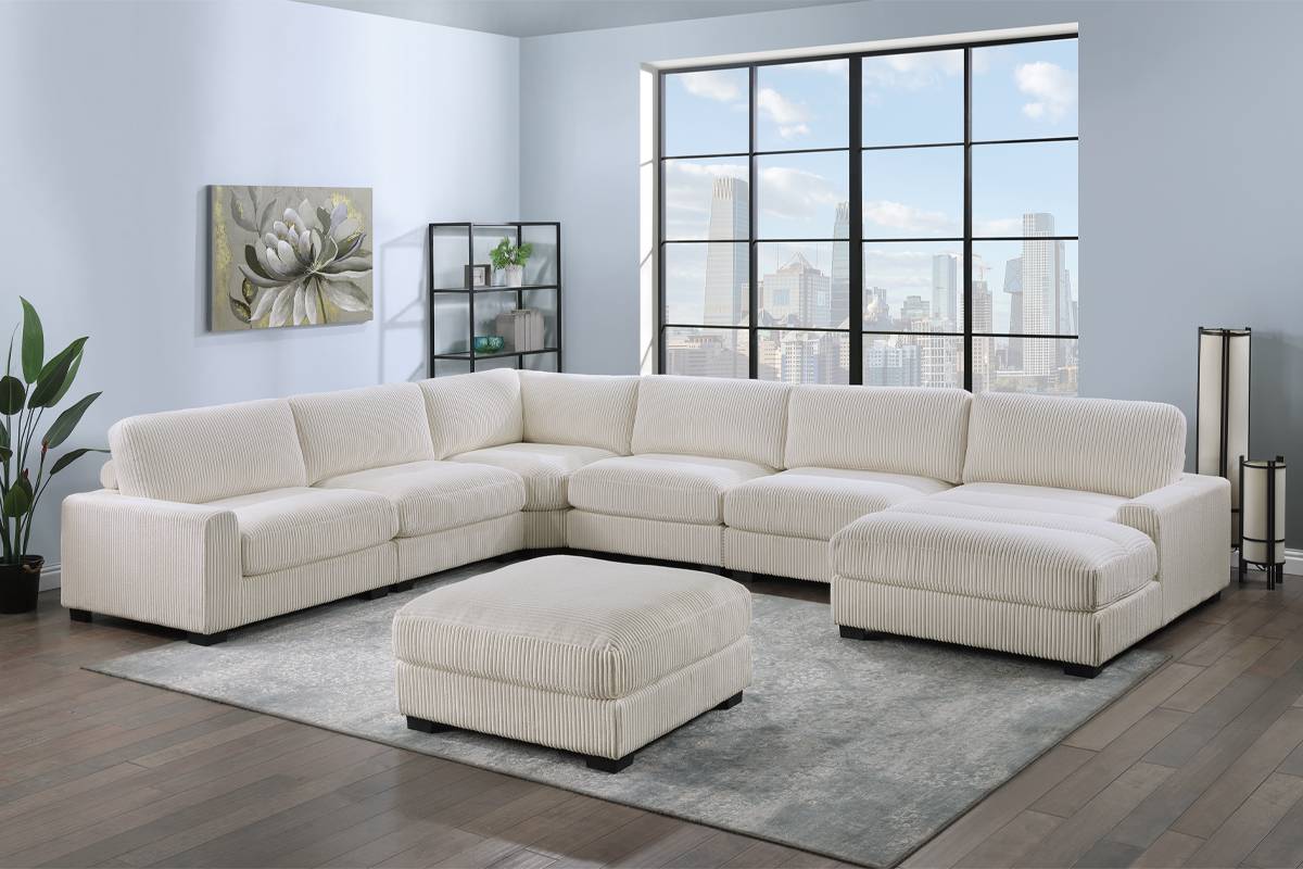 7-PC Modular Wide Welt Corduroy Sectional Set