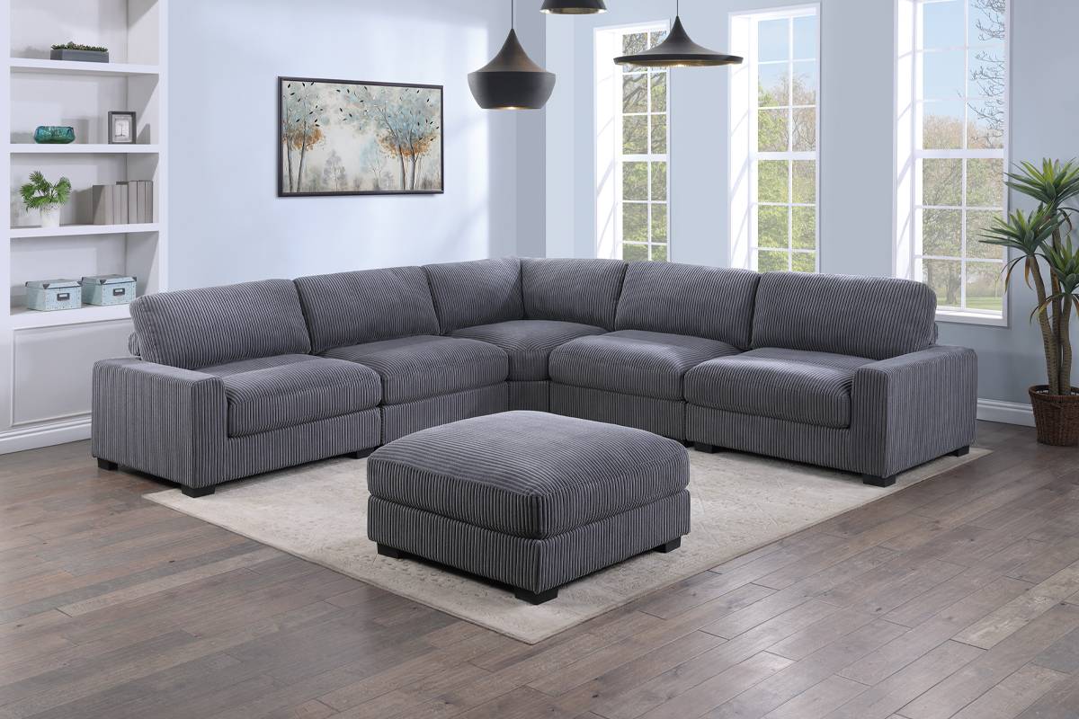 6-PC Modular Wide Welt Corduroy Sectional Set