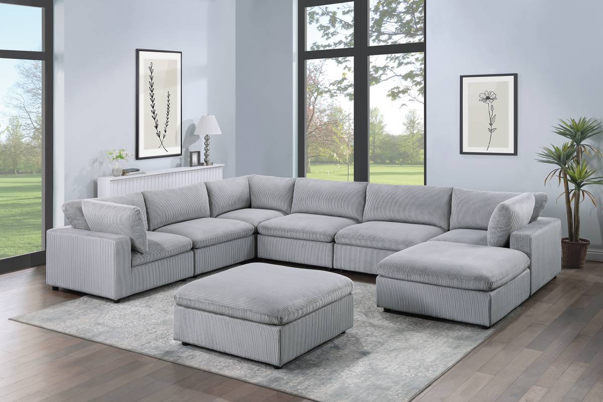 8-PC Modular Corduroy Sectional Set