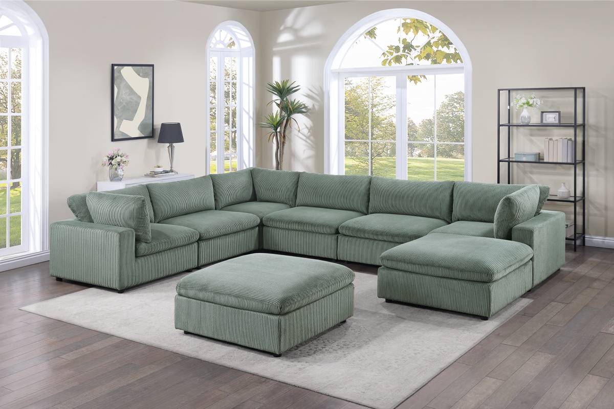 8-PC Modular Corduroy Sectional Set