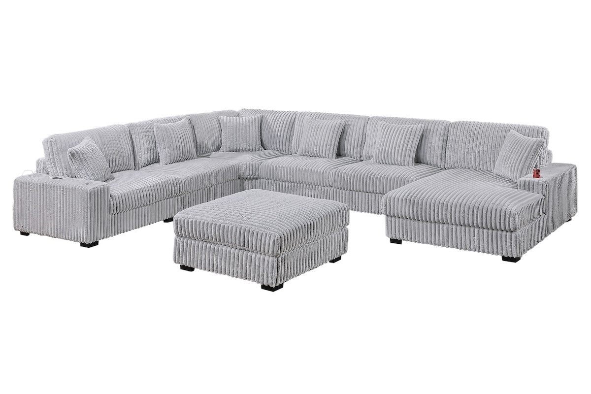 7-Piece Modular Corduroy Fabric Sectional Sofa Set Kelsey