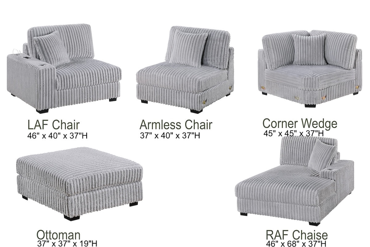 7-Piece Modular Corduroy Fabric Sectional Sofa Set Kelsey