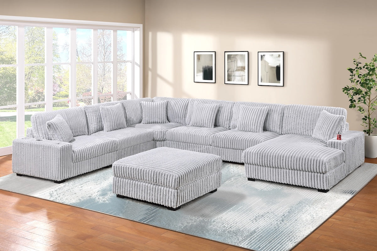 7-Piece Modular Corduroy Fabric Sectional Sofa Set Kelsey