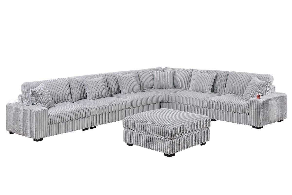 7-Piece Modular Corduroy Fabric Sectional Sofa Set Kelsey