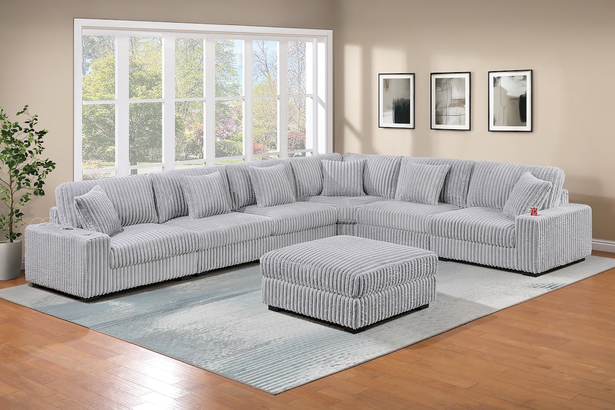 7-Piece Modular Corduroy Fabric Sectional Sofa Set Kelsey