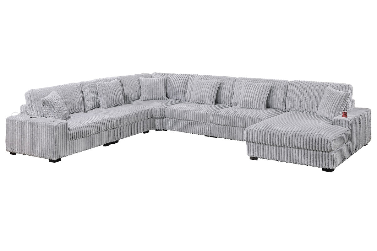 6-Piece Modular Corduroy Fabric Sectional Sofa Set Kelsey