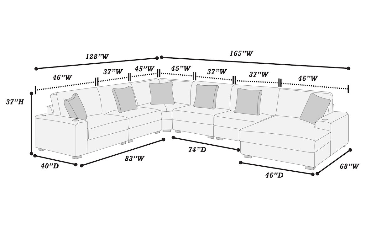 6-Piece Modular Corduroy Fabric Sectional Sofa Set Kelsey