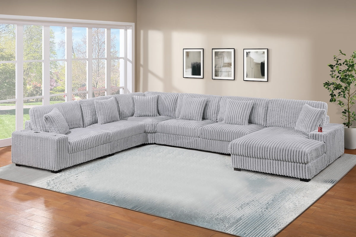 6-Piece Modular Corduroy Fabric Sectional Sofa Set Kelsey