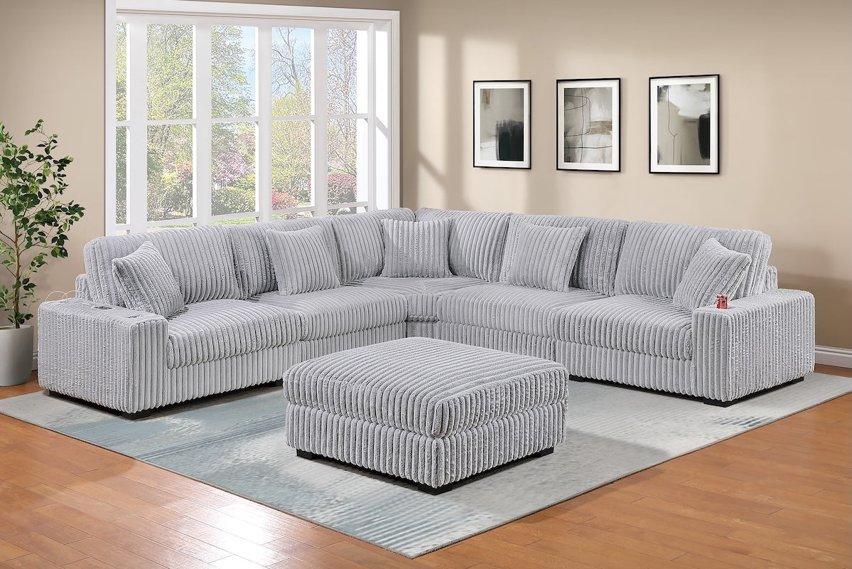 6-Piece Modular Corduroy Fabric Sectional Sofa Set Kelsey (ETA: 8/15)