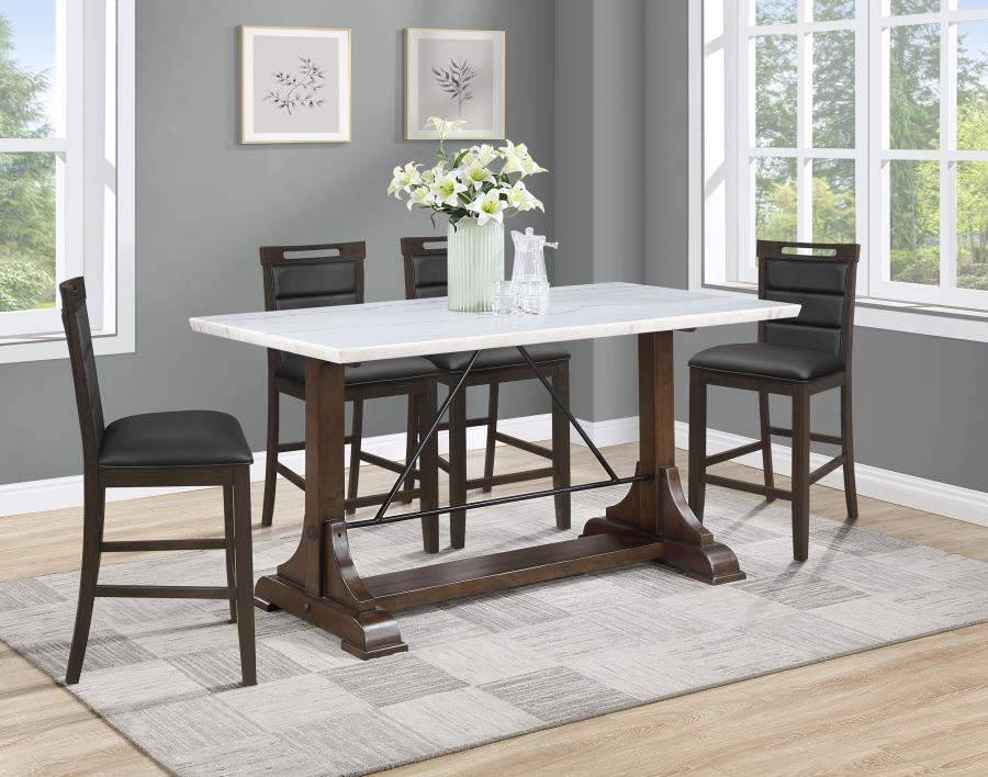 5-piece Marble Counter Height Dining Table Set