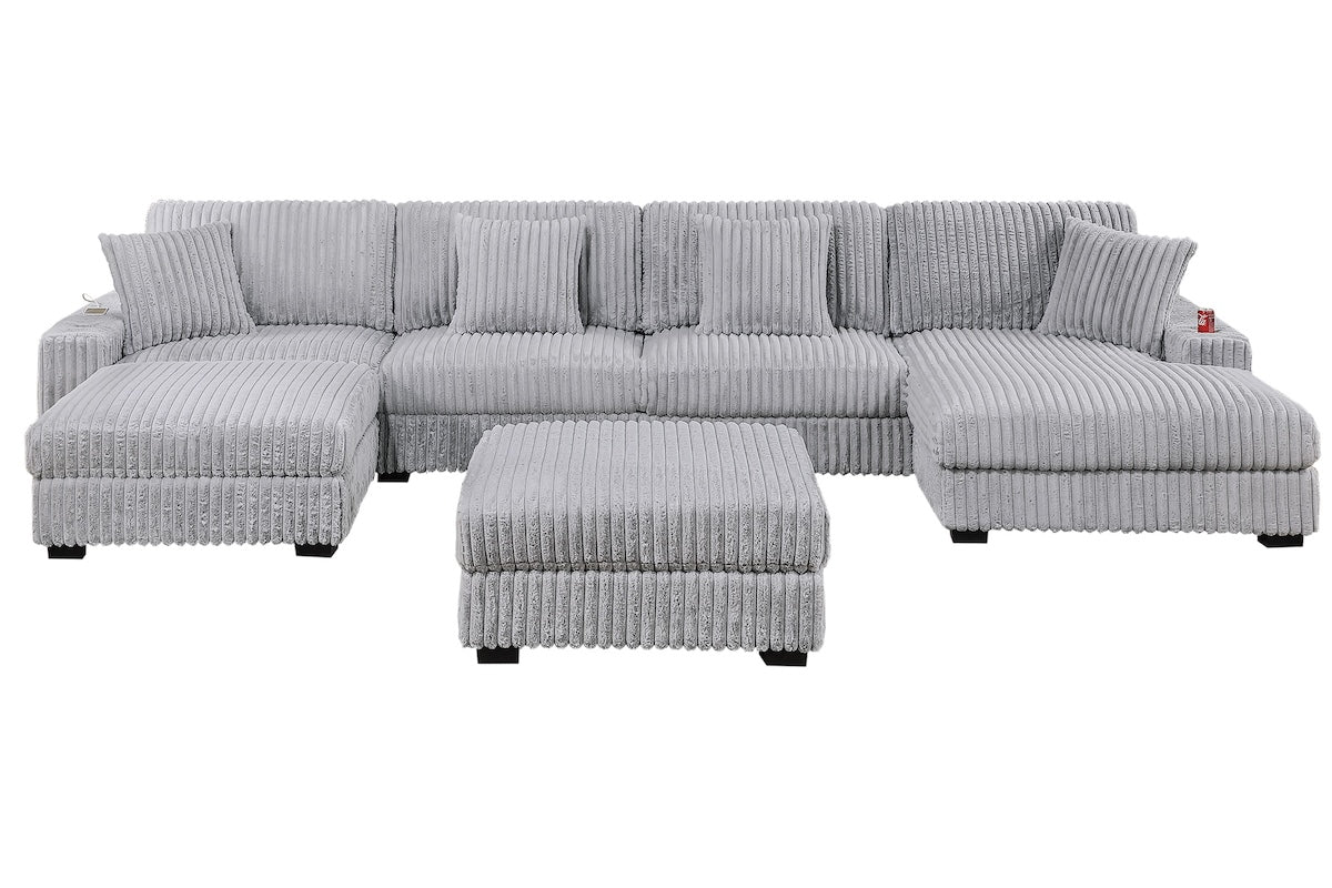 6-Piece Modular Corduroy Fabric Sectional Sofa Set Kelsey (ETA: 8/20)