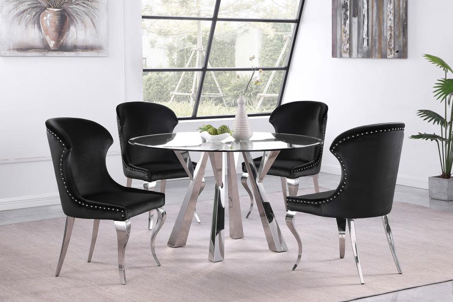 5-piece 51" Round Clear Glass Dining Set