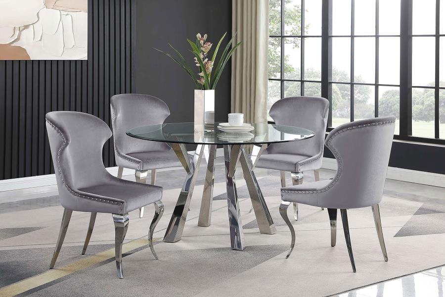 5-piece 51" Round Clear Glass Dining Set