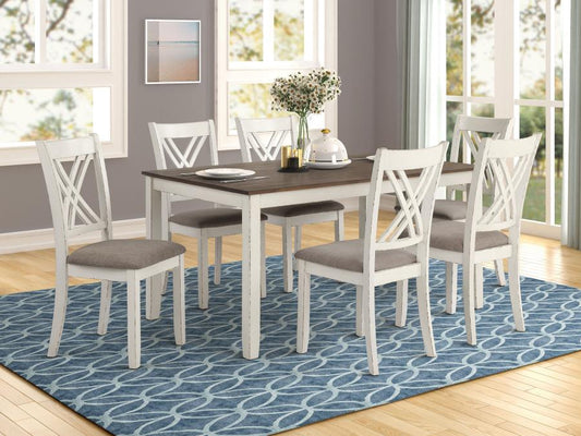 7-piece Rectangular Dining Set Vintage Vanilla