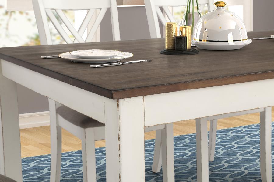 7-piece Rectangular Dining Set Vintage Vanilla