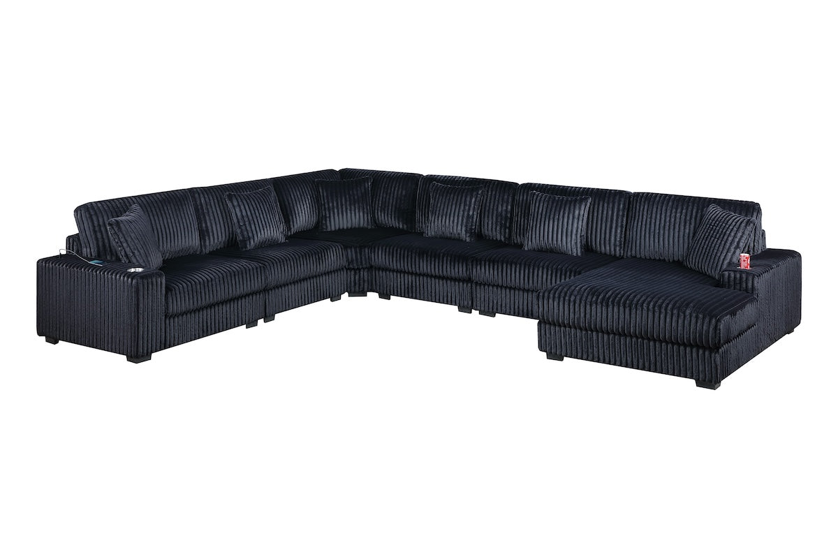 6-Piece Modular Corduroy Fabric Sectional Sofa Set Kelsey