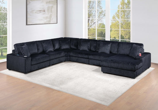 6-Piece Modular Corduroy Fabric Sectional Sofa Set Kelsey