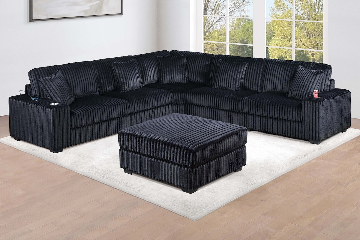 6-Piece Modular Corduroy Fabric Sectional Sofa Set Kelsey (ETA: 8/15)