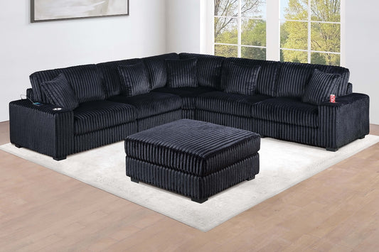 6-Piece Modular Corduroy Fabric Sectional Sofa Set Kelsey