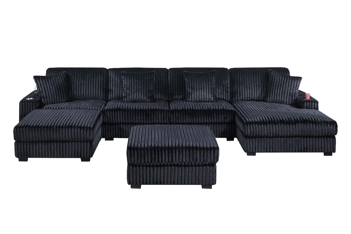 6-Piece Modular Corduroy Fabric Sectional Sofa Set Kelsey (ETA: 8/20)