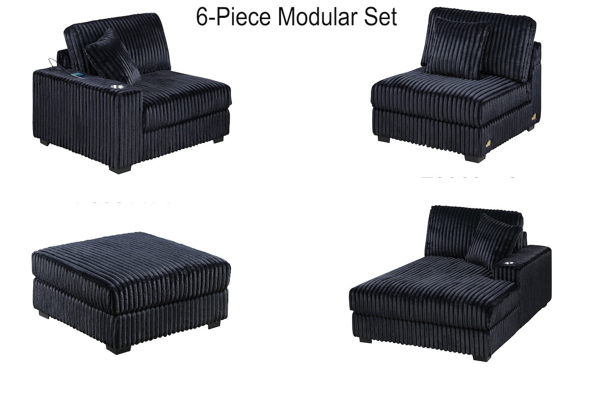 6-Piece Modular Corduroy Fabric Sectional Sofa Set Kelsey (ETA: 8/20)