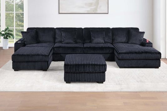 6-Piece Modular Corduroy Fabric Sectional Sofa Set Kelsey