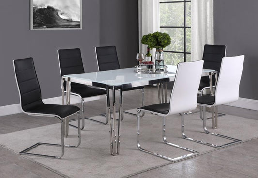 7-piece 64" Rectangular Glass Top Dining Set