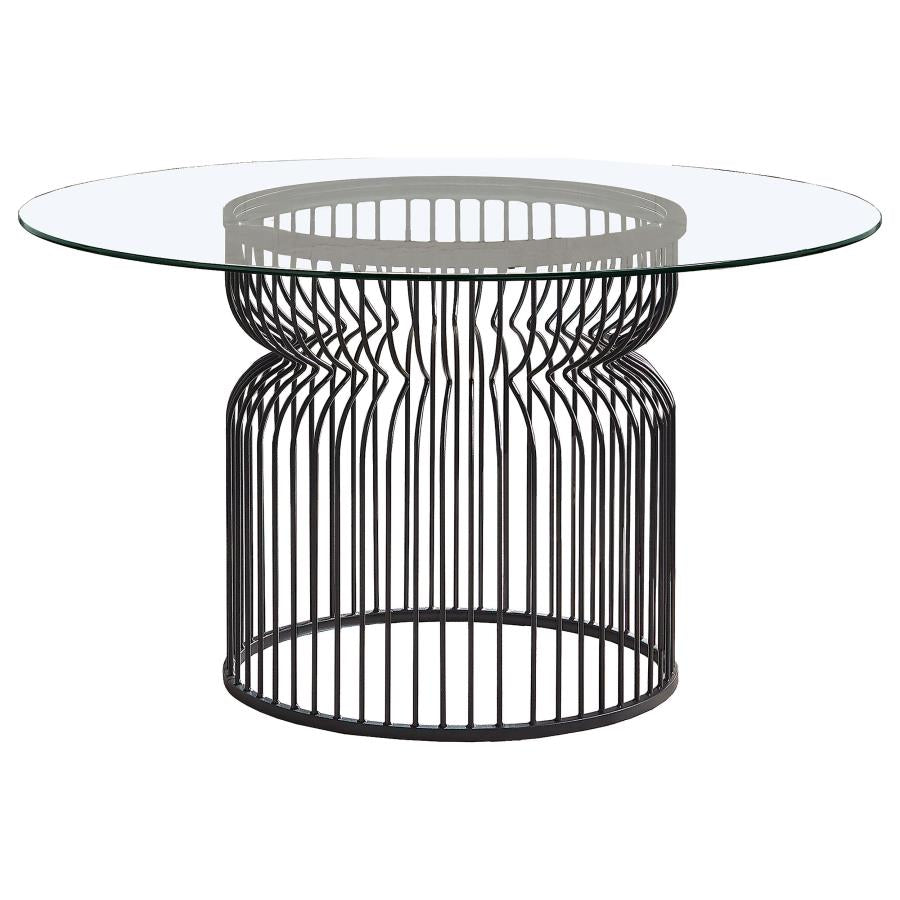 5-piece 54" Round Glass Top Metal Dining Set