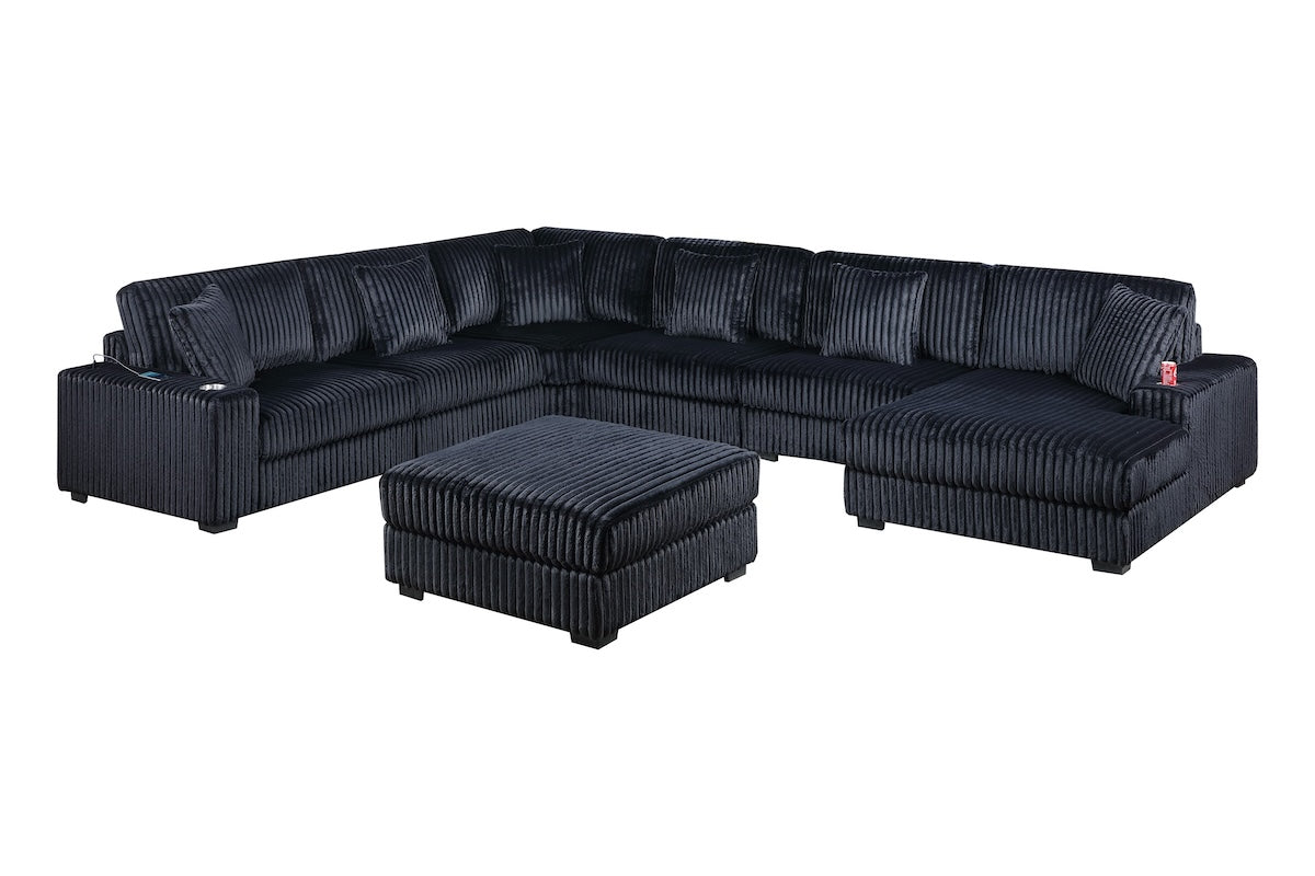 7-Piece Modular Corduroy Fabric Sectional Sofa Set Kelsey