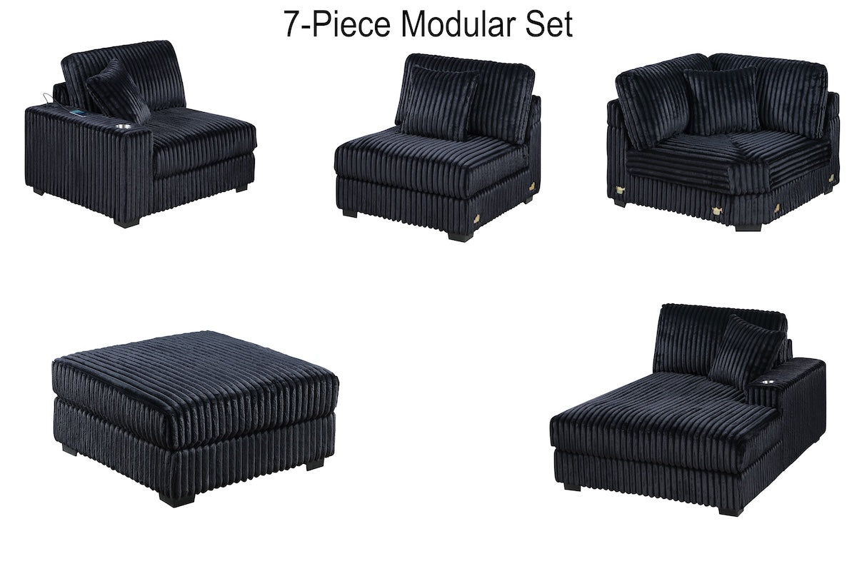 7-Piece Modular Corduroy Fabric Sectional Sofa Set Kelsey