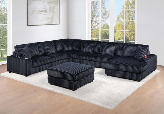 7-Piece Modular Corduroy Fabric Sectional Sofa Set Kelsey