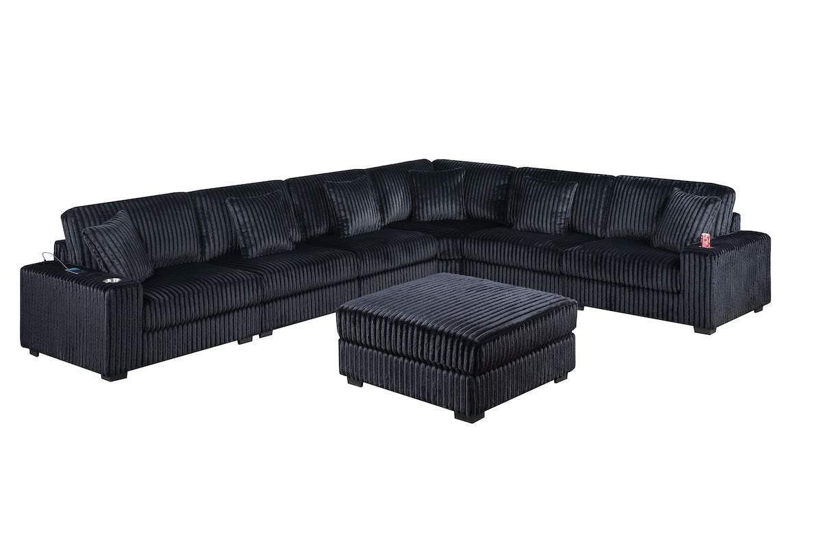 7-Piece Modular Corduroy Fabric Sectional Sofa Set Kelsey