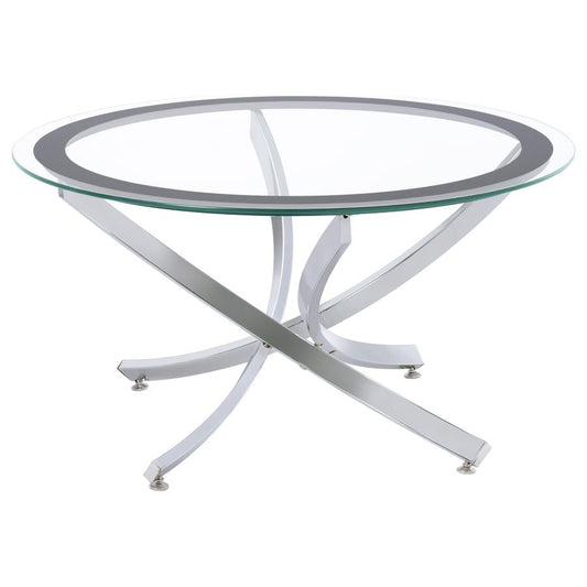 Round Glass Top Coffee Table Metal Base Chrome