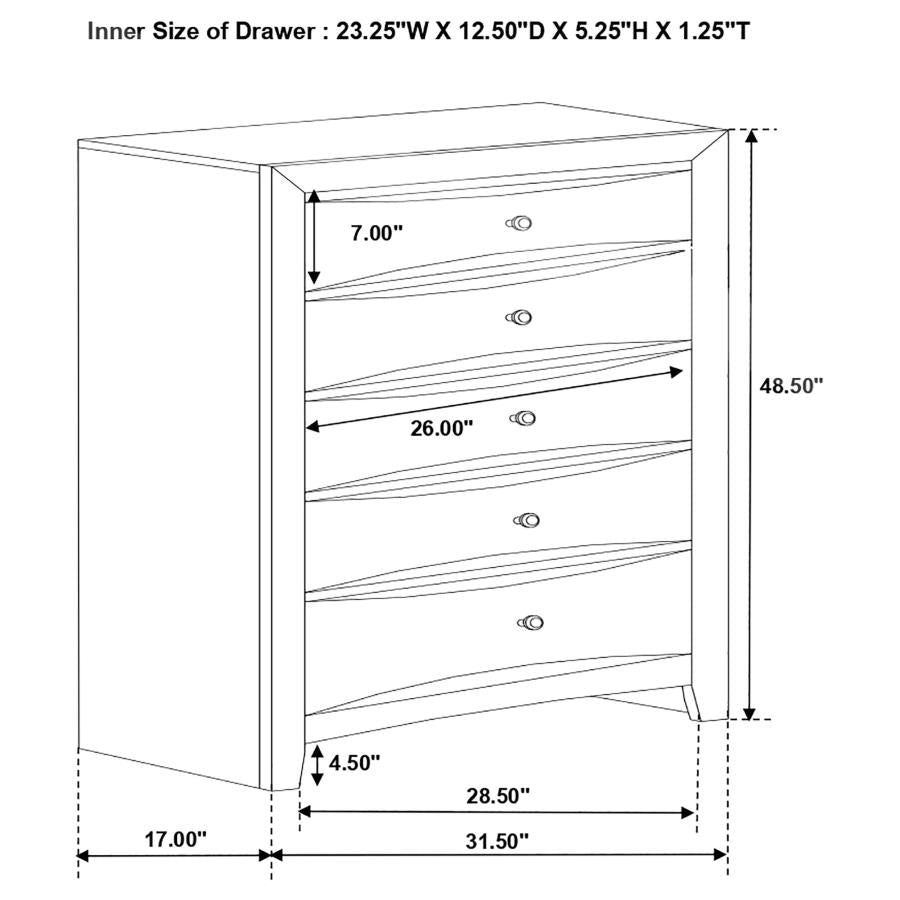 5-Drawer Chest Dresser Black