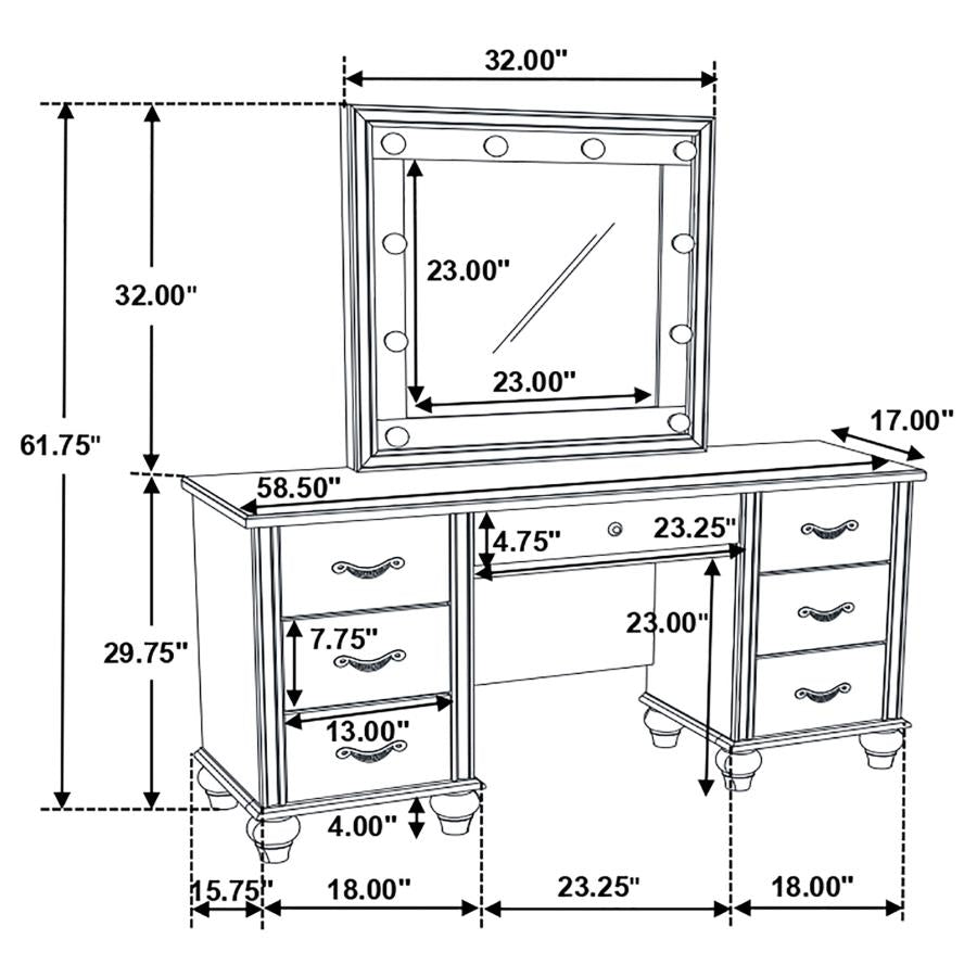 7-drawer Vanity Set with Lighting White