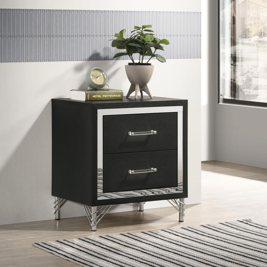 2-drawer Nightstand Bedside Table Black