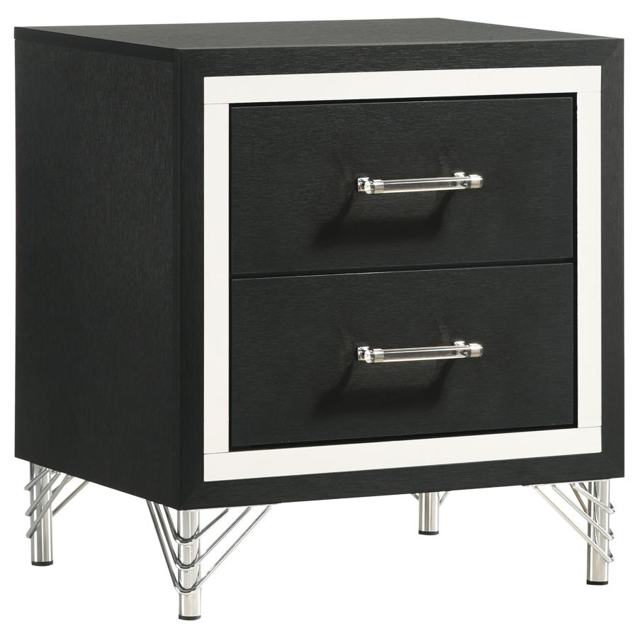 2-drawer Nightstand Bedside Table Black