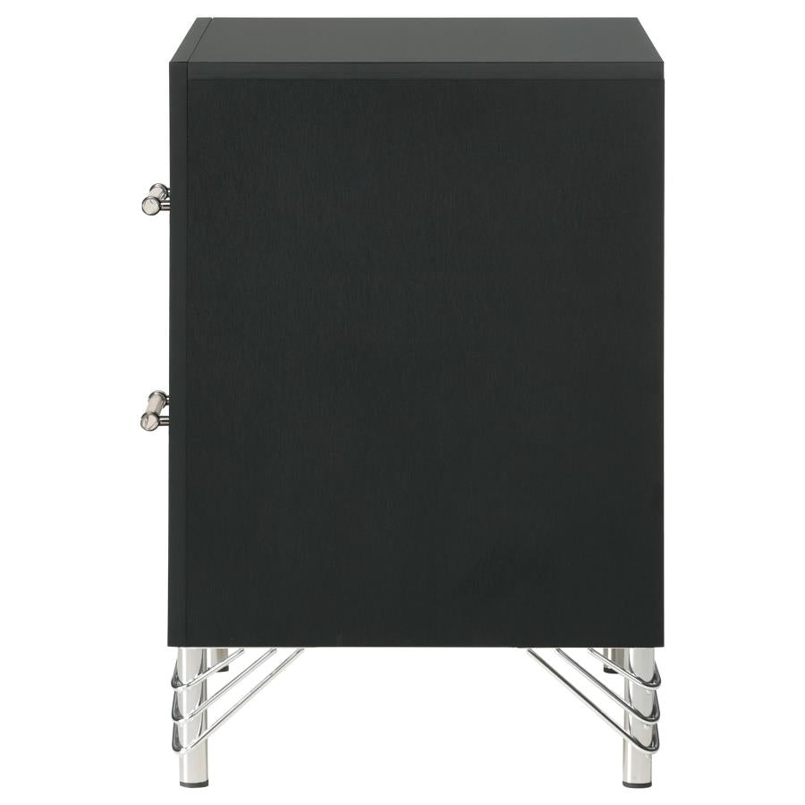 2-drawer Nightstand Bedside Table Black