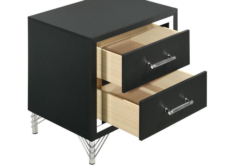 2-drawer Nightstand Bedside Table Black