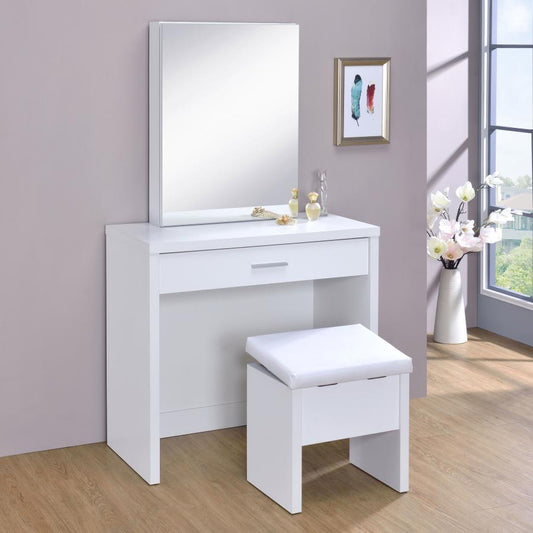 Vanity Set with Lift-Top Stool White